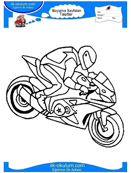 Çocuklar İçin Motor Boyama Sayfaları 
